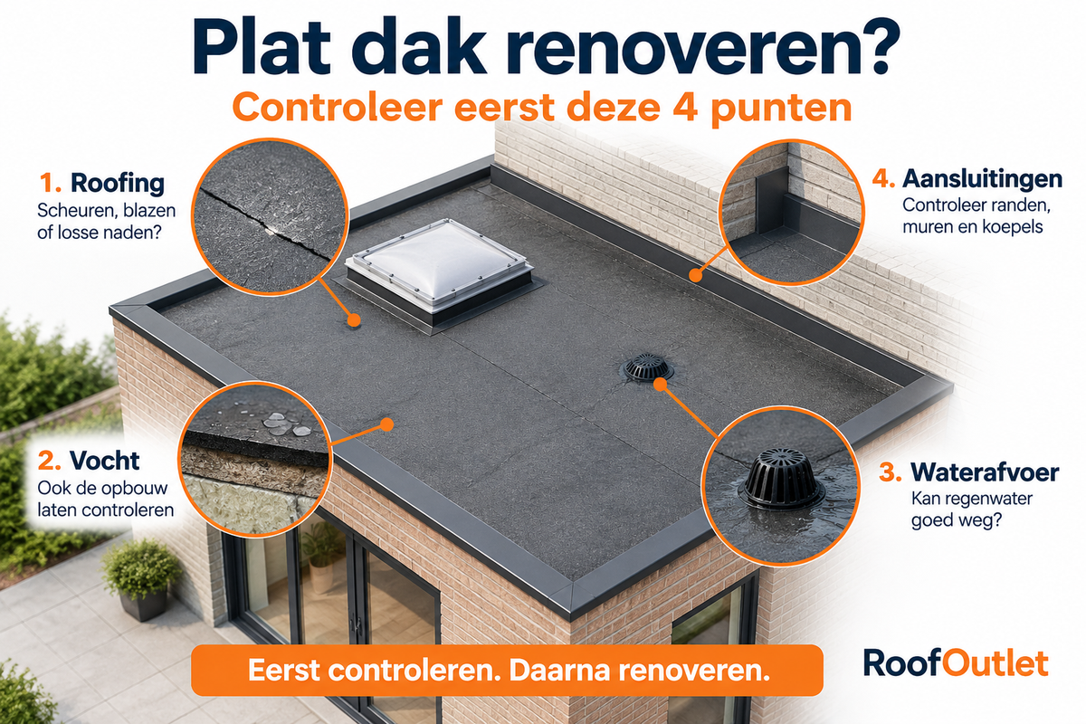 Plat dak renoveren met nieuwe roofing over bestaande roofing